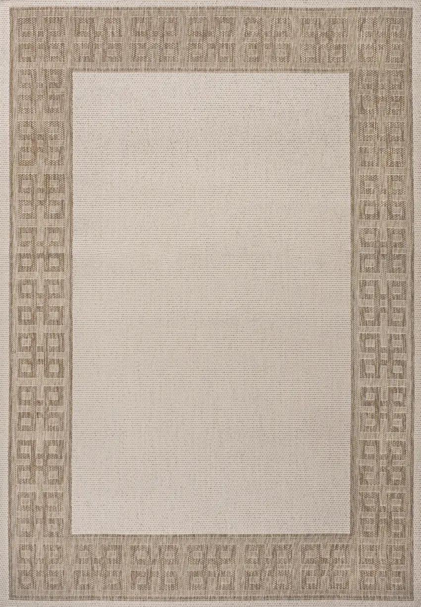 Cream And Beige Indoor Outdoor Area Rug Photo 3