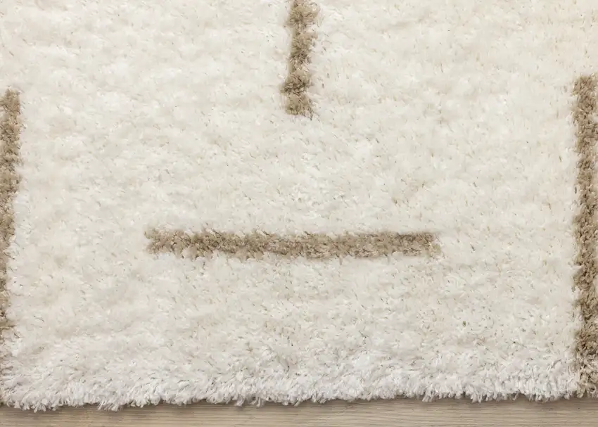 Cream And Beige Striped Area Rug Photo 9