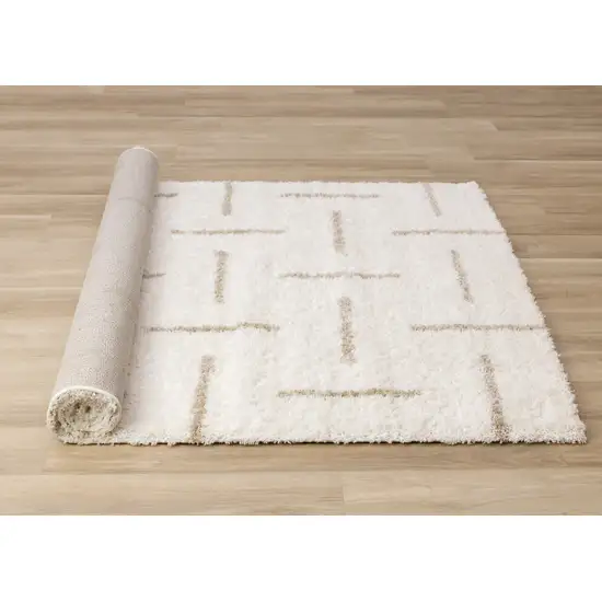 Cream And Beige Striped Area Rug Photo 8