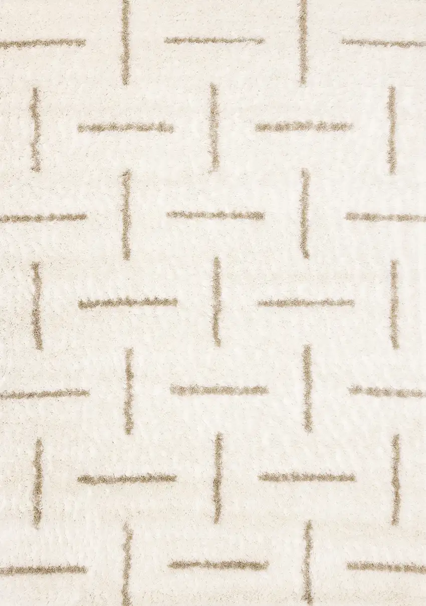 Cream And Beige Striped Area Rug Photo 5