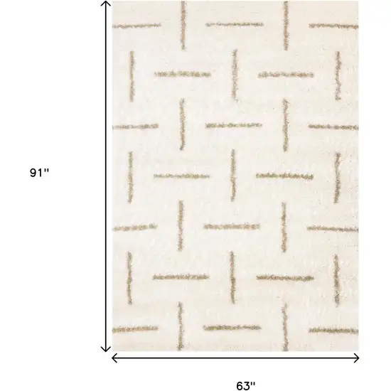 Cream And Beige Striped Area Rug Photo 3