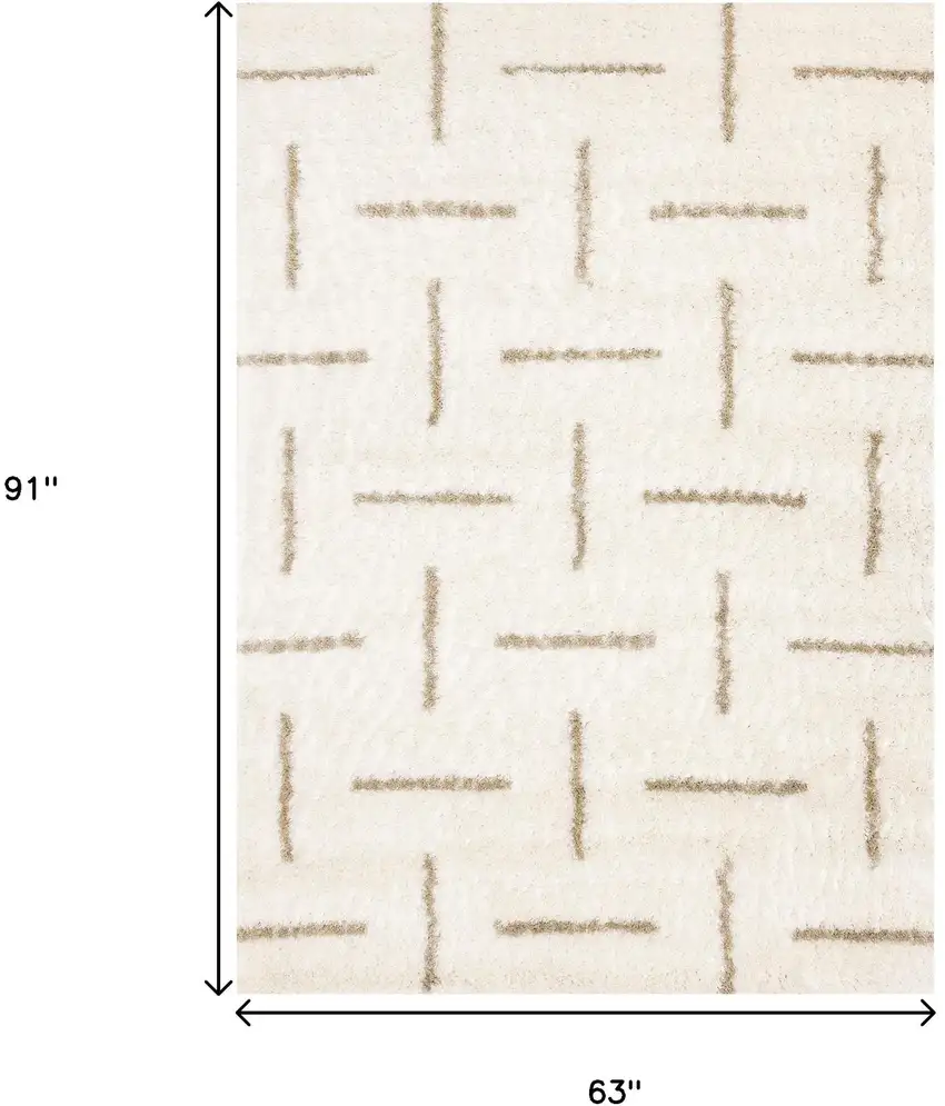 Cream And Beige Striped Area Rug Photo 3