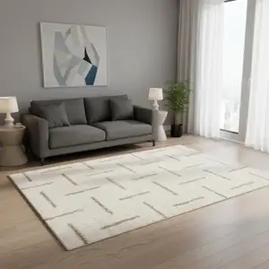 Photo of Cream And Beige Striped Area Rug