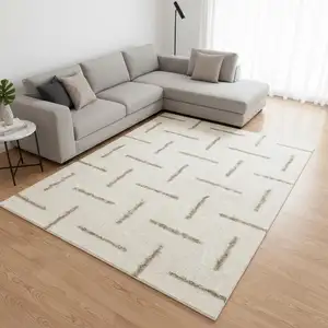 Photo of Cream And Beige Striped Area Rug