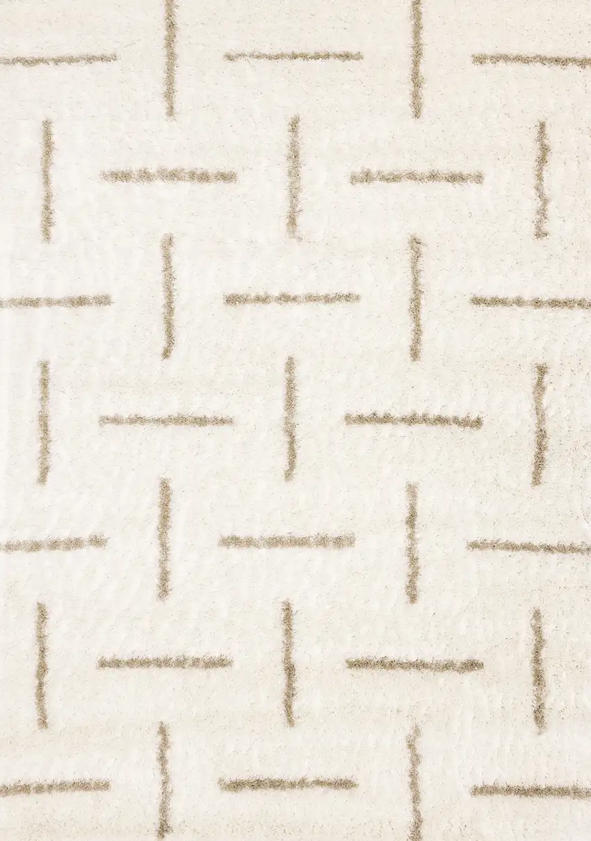 Cream And Beige Striped Area Rug Photo 2