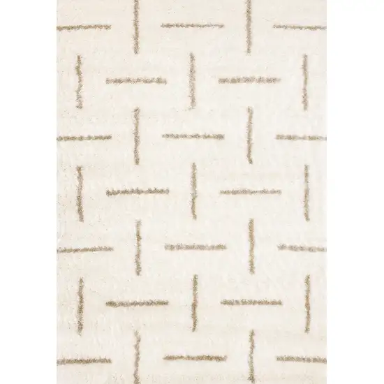 Cream And Beige Striped Area Rug Photo 5