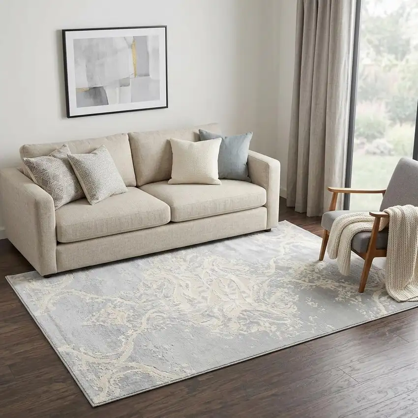 Cream And Beige Trellis Area Rug Photo 1