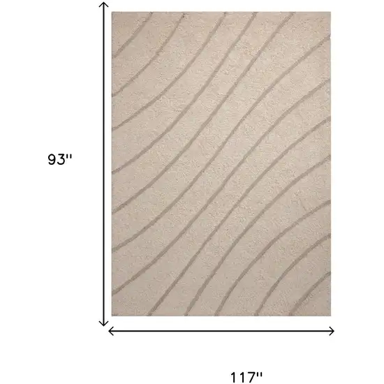 Cream And Beige Wool Abstract Hand Tufted Area Rug Photo 7