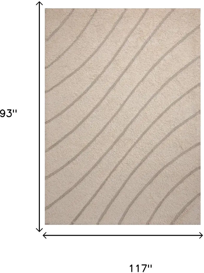 Cream And Beige Wool Abstract Hand Tufted Area Rug Photo 7