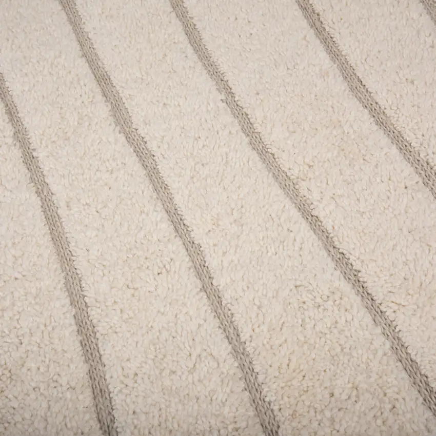 Cream And Beige Wool Abstract Hand Tufted Area Rug Photo 4
