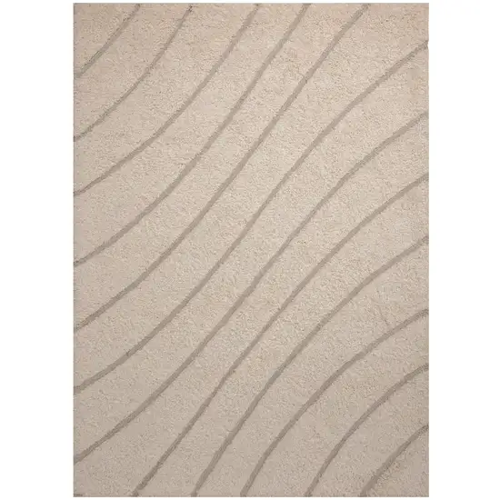 Cream And Beige Wool Abstract Hand Tufted Area Rug Photo 1