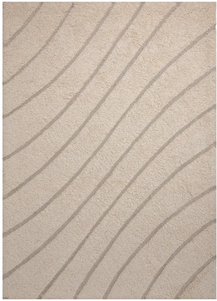 Cream And Beige Wool Abstract Hand Tufted Area Rug Photo 1