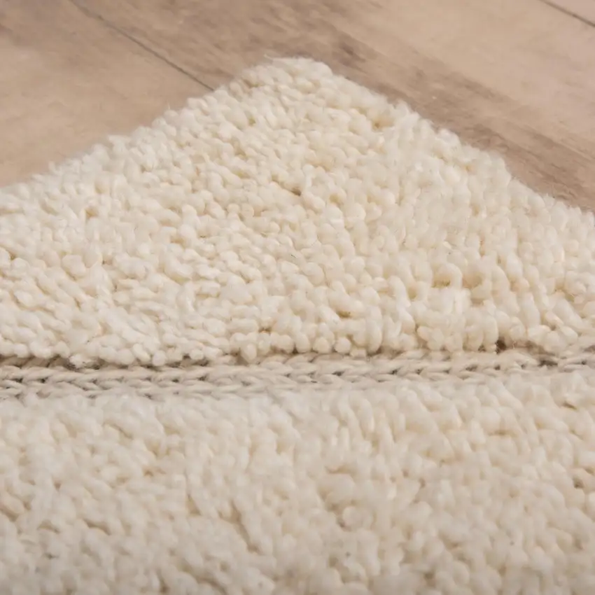 Cream And Beige Wool Abstract Hand Tufted Area Rug Photo 6