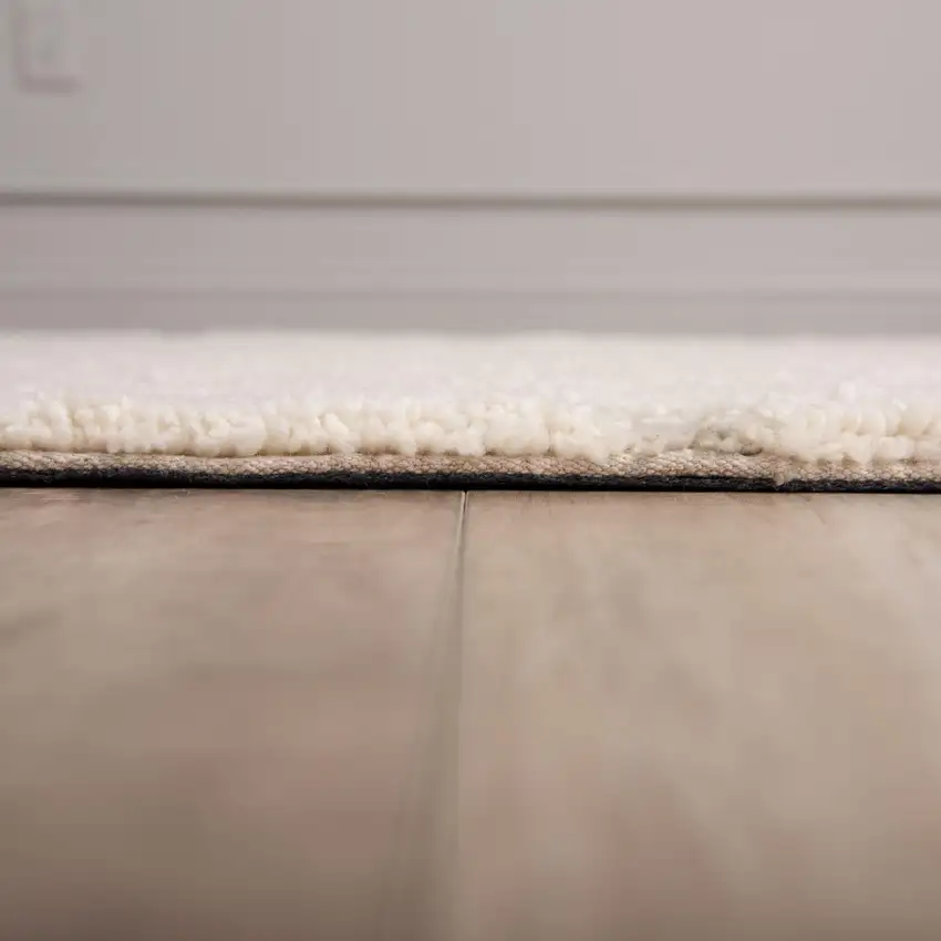 Cream And Beige Wool Abstract Hand Tufted Area Rug Photo 5