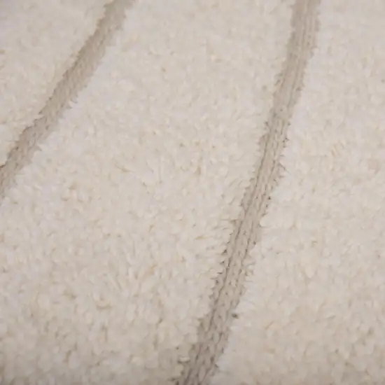 Cream And Beige Wool Abstract Hand Tufted Area Rug Photo 3