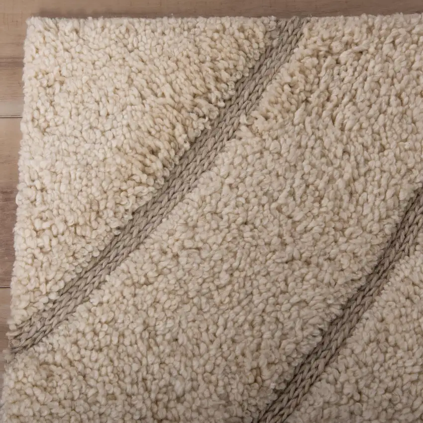 Cream And Beige Wool Abstract Hand Tufted Area Rug Photo 2