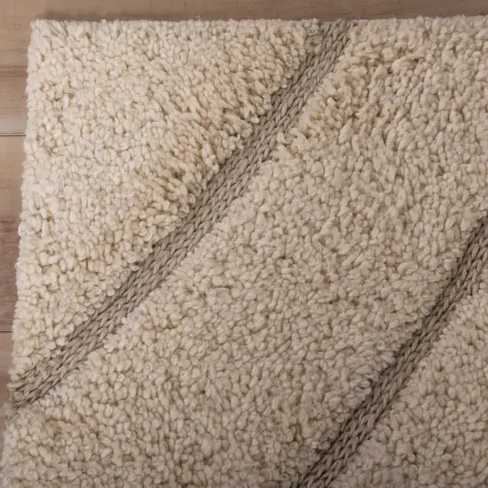 Cream And Beige Wool Abstract Hand Tufted Area Rug Photo 2