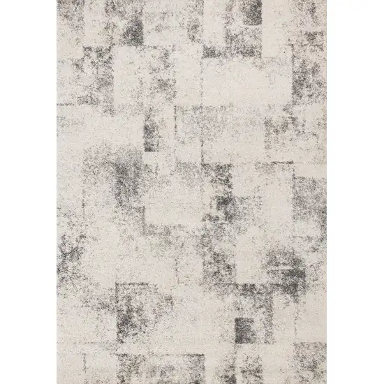 Cream And Black Abstract Area Rug Photo 2