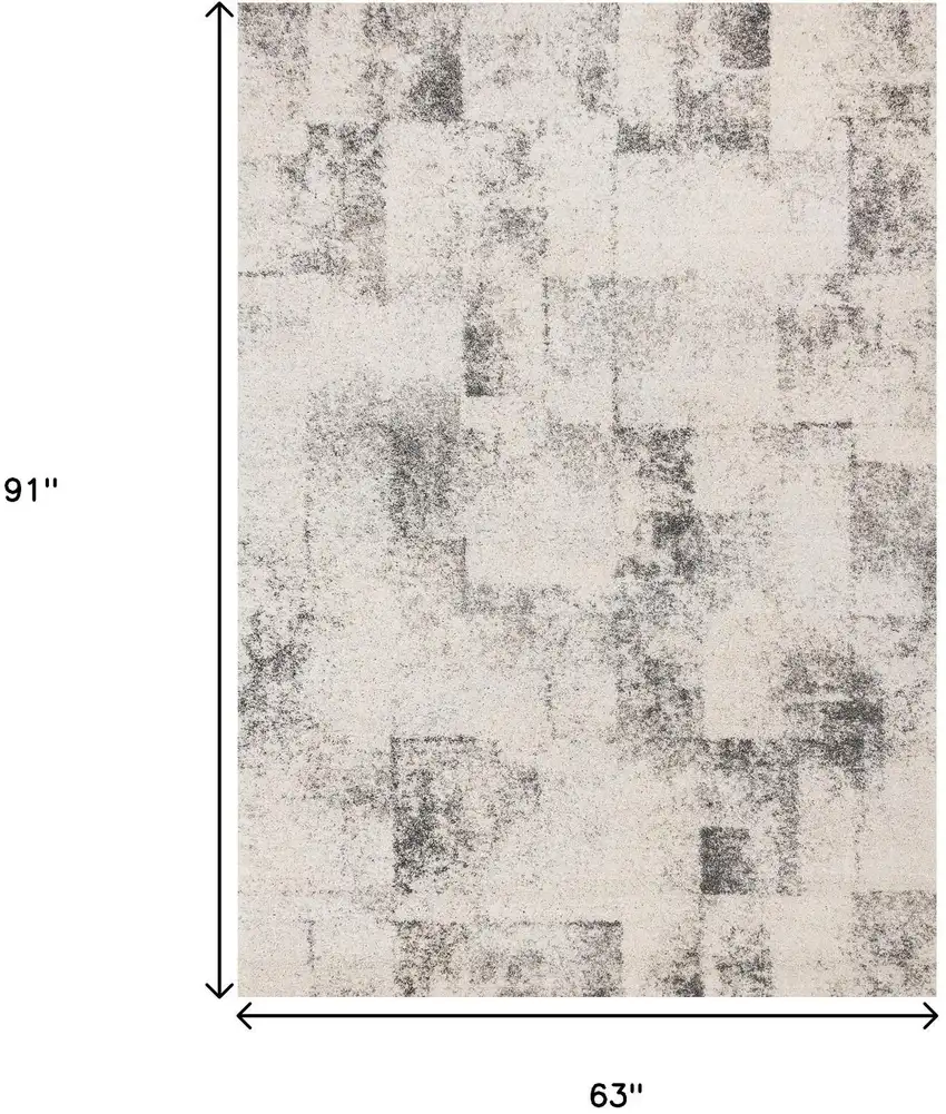 Cream And Black Abstract Area Rug Photo 3