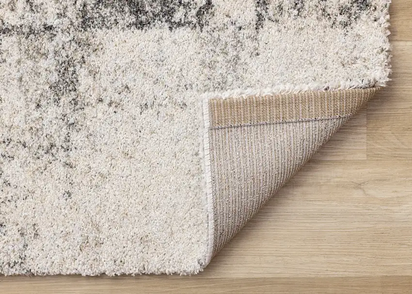 Cream And Black Abstract Area Rug Photo 8