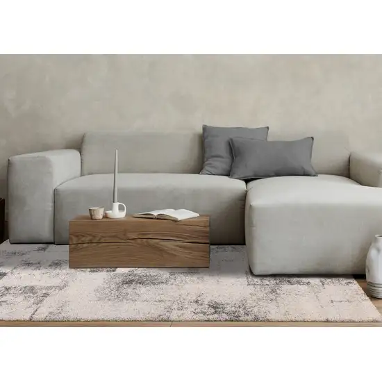 Cream And Black Abstract Area Rug Photo 5