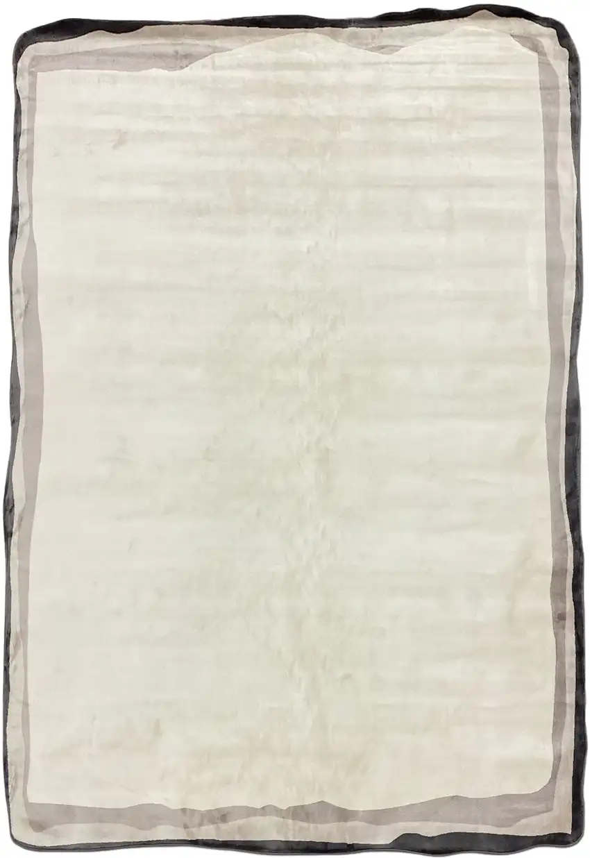 Cream And Black Abstract Area Rug Photo 2