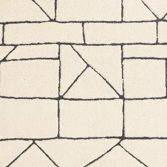 Cream And Black Geometric Area Rug Photo 4