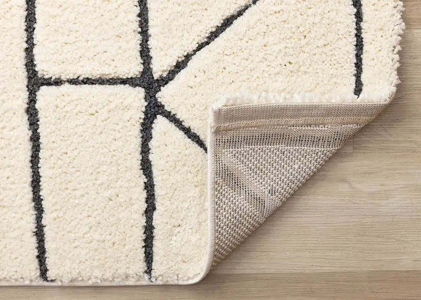 Cream And Black Geometric Area Rug Photo 9