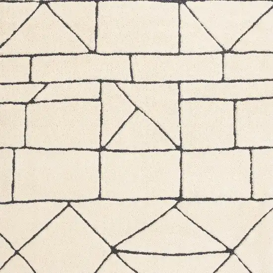 Cream And Black Geometric Area Rug Photo 5