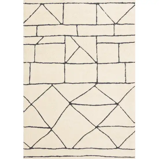 Cream And Black Geometric Area Rug Photo 2