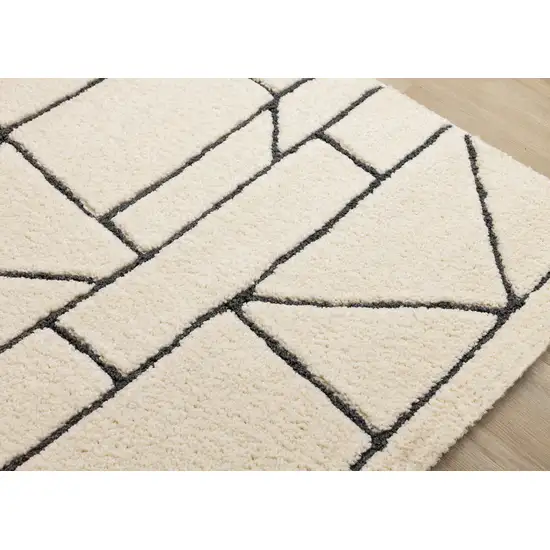 Cream And Black Geometric Area Rug Photo 7