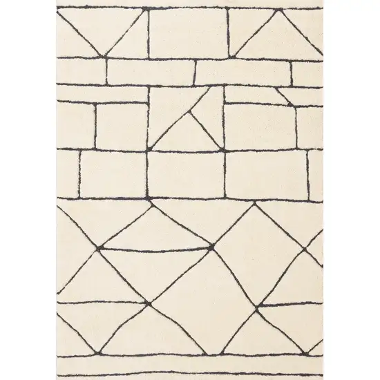 Cream And Black Geometric Area Rug Photo 4