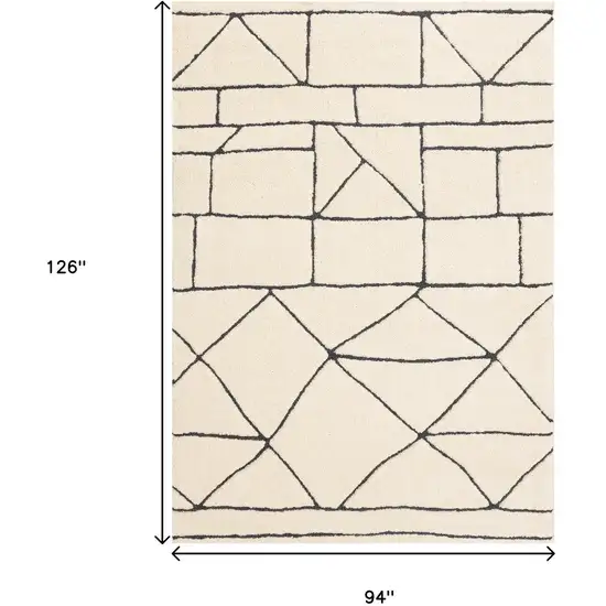 Cream And Black Geometric Area Rug Photo 3