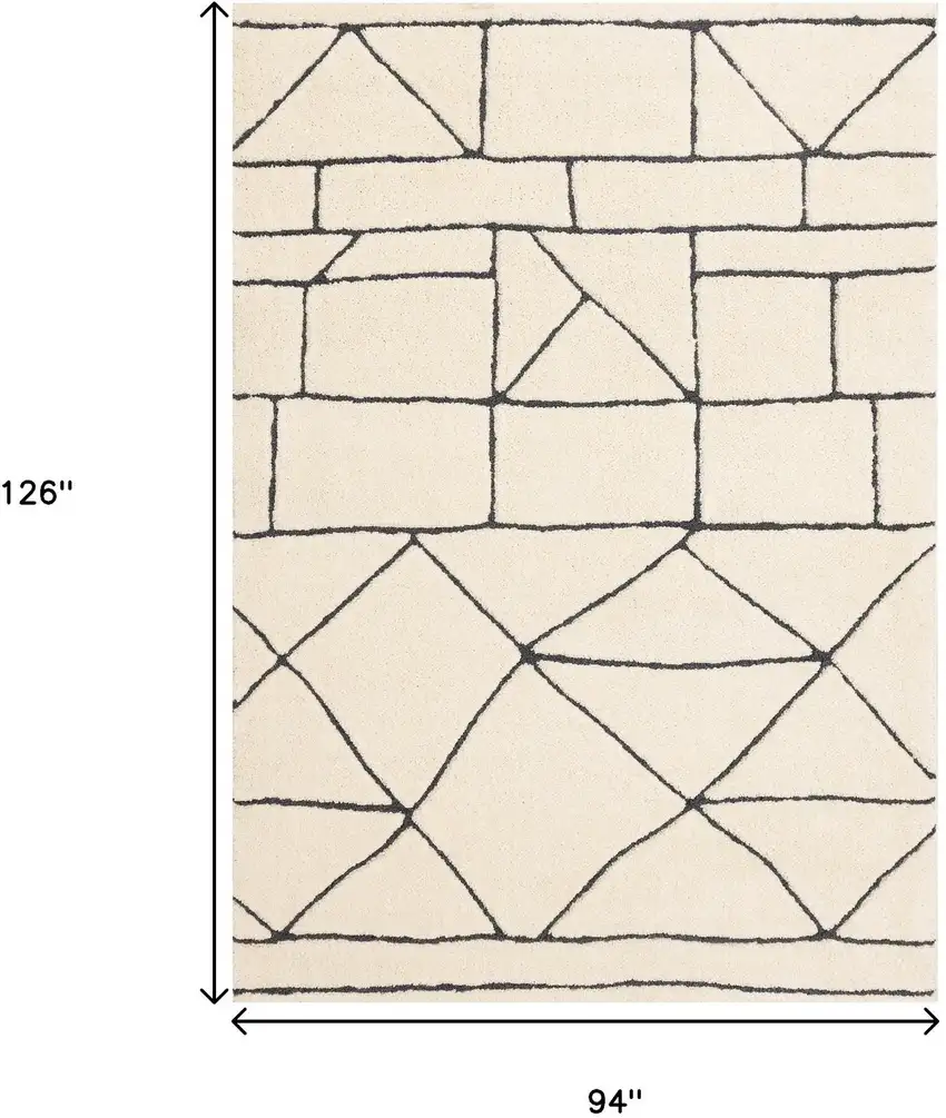 Cream And Black Geometric Area Rug Photo 3