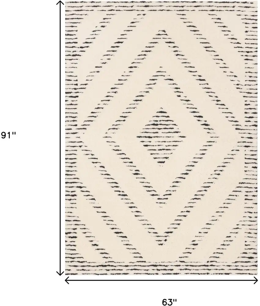 Cream And Black Geometric Area Rug Photo 3