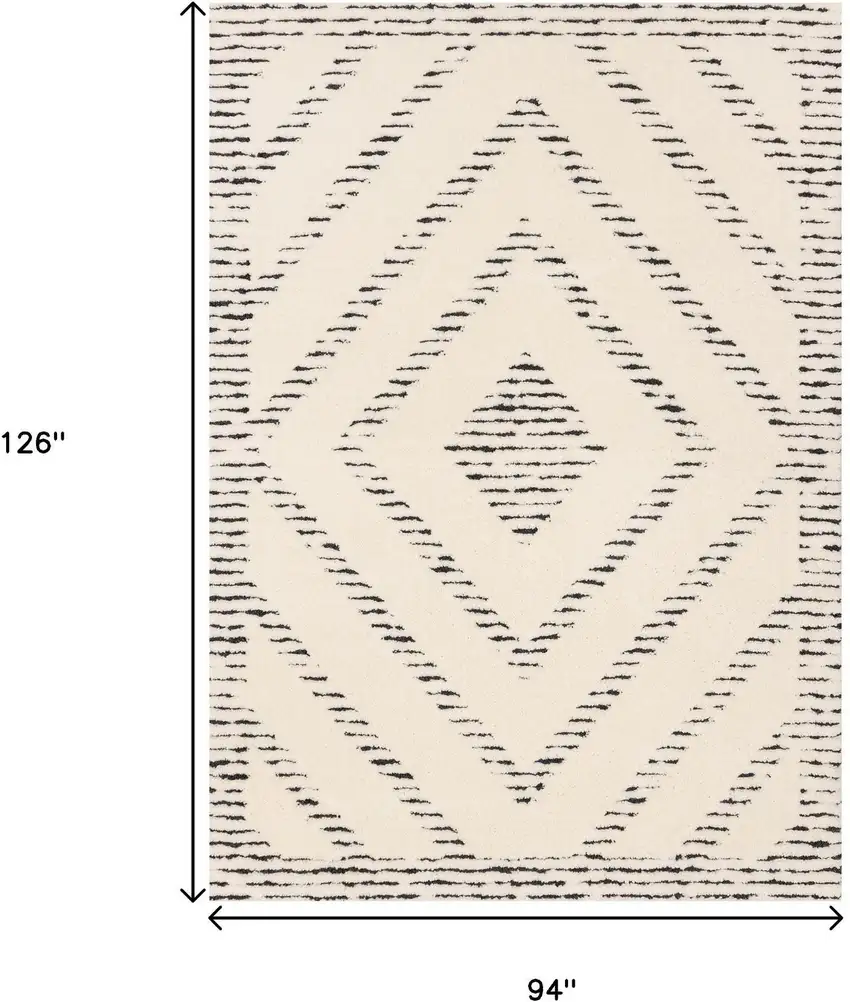 Cream And Black Geometric Area Rug Photo 3