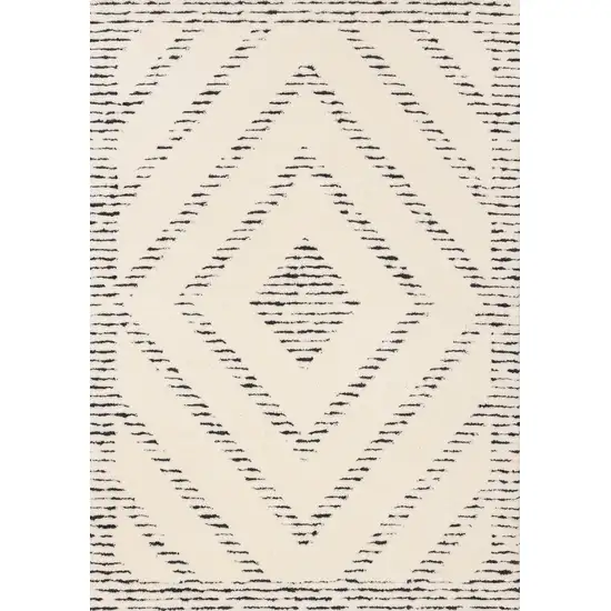 Cream And Black Geometric Area Rug Photo 2