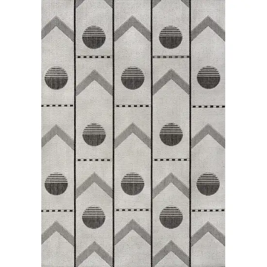 Cream And Black Geometric Indoor Outdoor Area Rug Photo 9