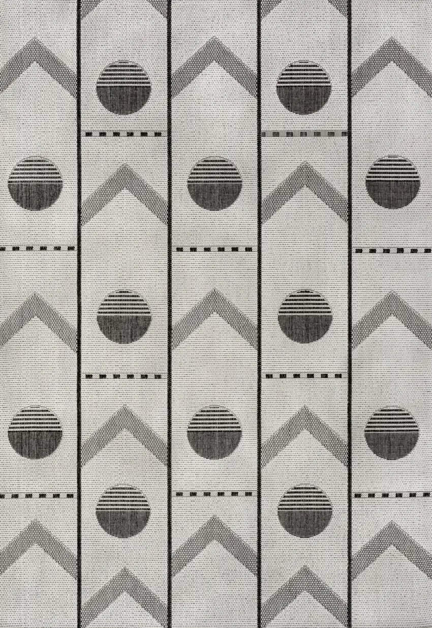 Cream And Black Geometric Indoor Outdoor Area Rug Photo 2