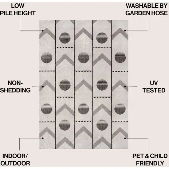 Cream And Black Geometric Indoor Outdoor Area Rug Photo 9