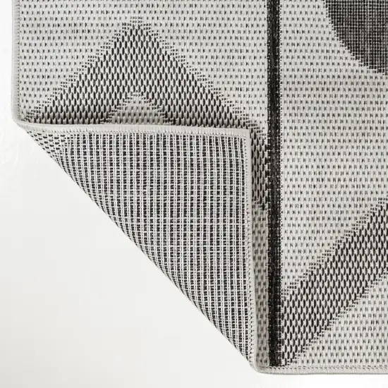 Cream And Black Geometric Indoor Outdoor Area Rug Photo 3