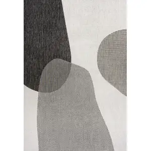 Photo of Cream And Black Geometric Indoor Outdoor Area Rug