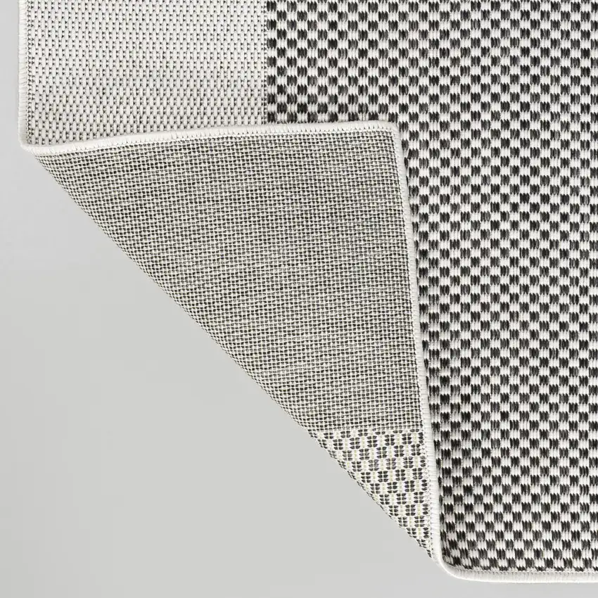 Cream And Black Geometric Indoor Outdoor Area Rug Photo 8