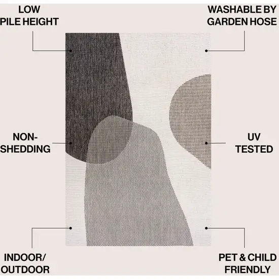 Cream And Black Geometric Indoor Outdoor Area Rug Photo 7