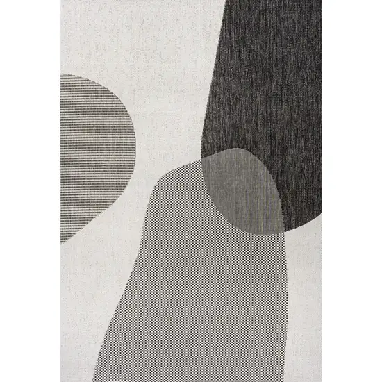 Cream And Black Geometric Indoor Outdoor Area Rug Photo 2
