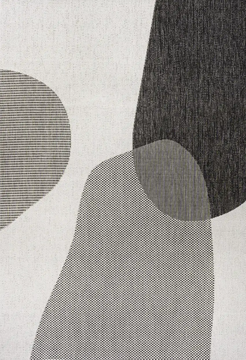 Cream And Black Geometric Indoor Outdoor Area Rug Photo 2