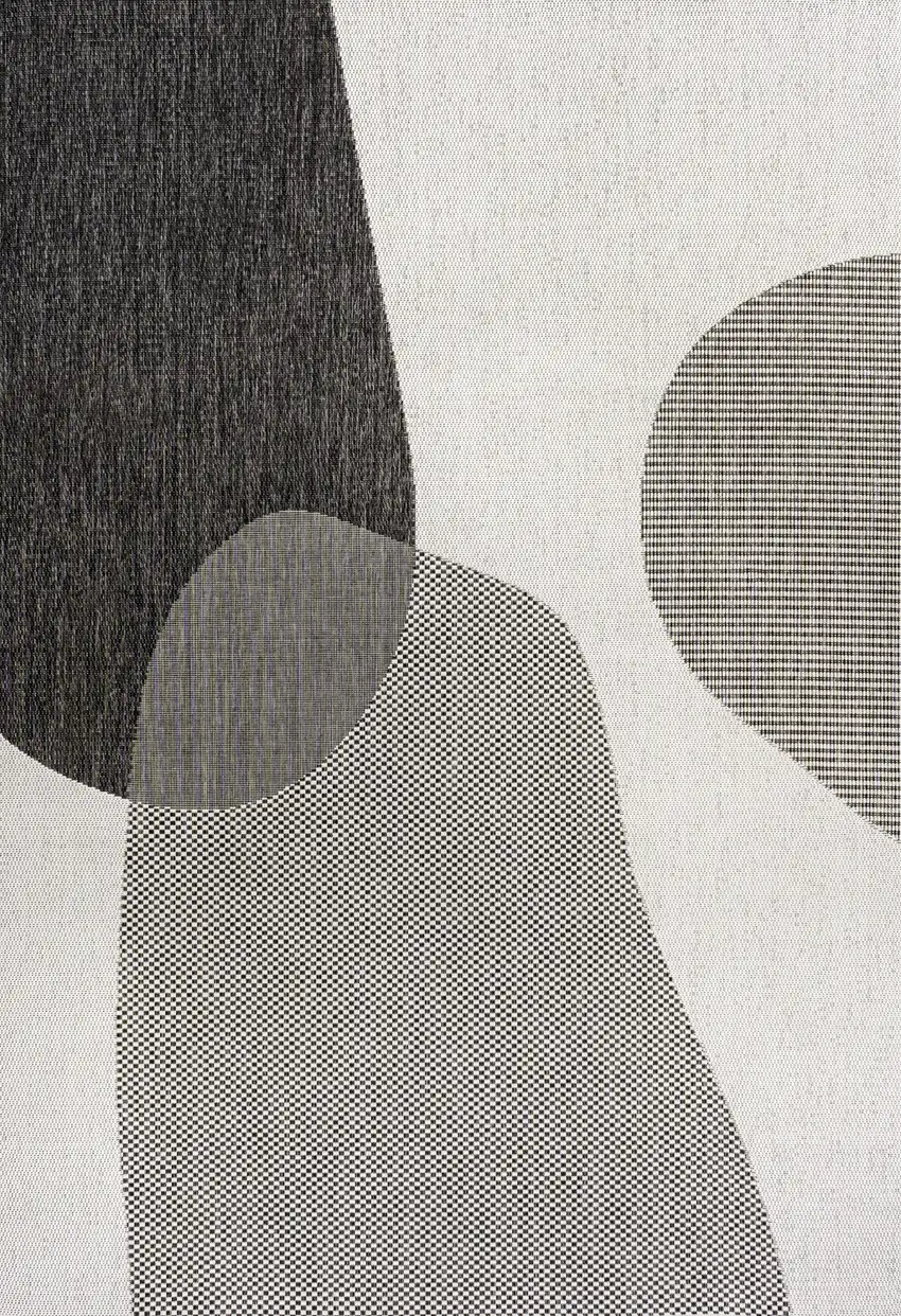 Cream And Black Geometric Indoor Outdoor Area Rug Photo 1