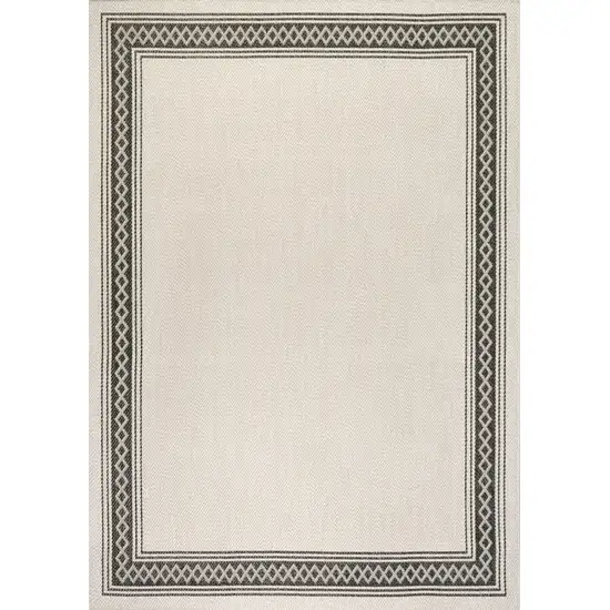 Cream And Black Indoor Outdoor Area Rug Photo 1