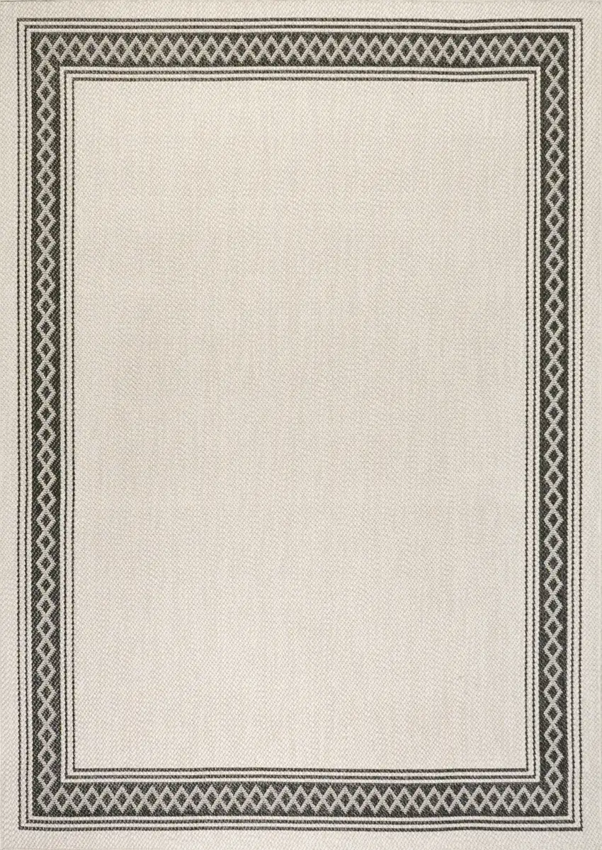 Cream And Black Indoor Outdoor Area Rug Photo 1