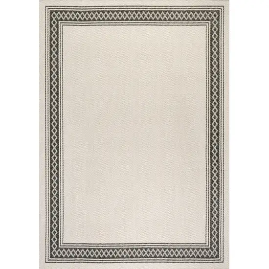 Cream And Black Indoor Outdoor Area Rug Photo 3
